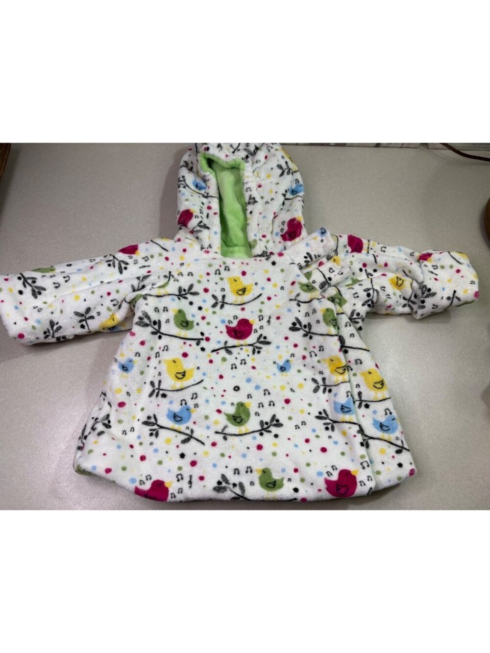 Infant Girl Plush Fleece Hooded Jacket 18 months Song Birds
